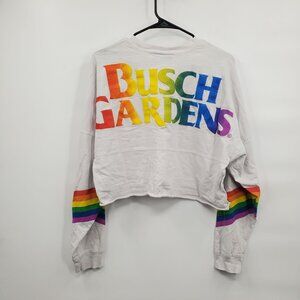 Spirit Jersey Busch Gardens Cropped Long Sleeve Top Women Size Medium Oversized